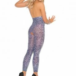 Elegant Moments Arctic Leopard Open Crotch Bodystocking