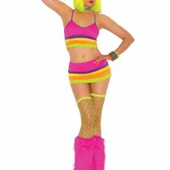 Elegant Moments Neon Nites Lycra Bra Top And Mini Skirt Sets