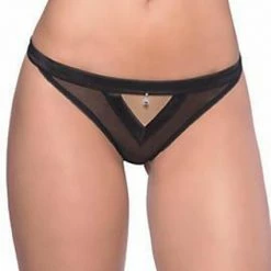 Oh La La Cheri Rhinestone Mesh Thong Panty With Bowtie Back