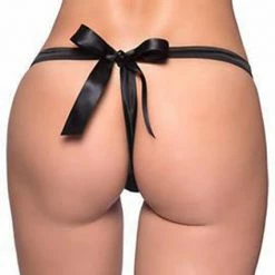 Oh La La Cheri Rhinestone Mesh Thong Panty With Bowtie Back