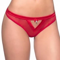 Oh La La Cheri Rhinestone Mesh Thong Panty With Bowtie Back