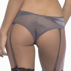 Oh La La Cheri Panties ARABELLA- Satin & Lace Tanga Panty With Removable Garters