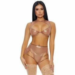 Forplay Stunning Sexy Sheer Your Love Metallic Mesh Lingerie Set