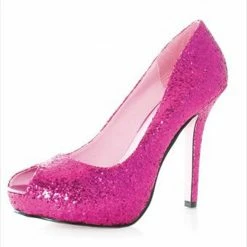 Leg Avenue Ella 5 Inch Open Toe Glitter Pump Sexy Shoes & Boots
