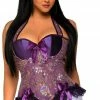 Daisy Corsets Purple Sequin Embroidered Underwire Halter Corset
