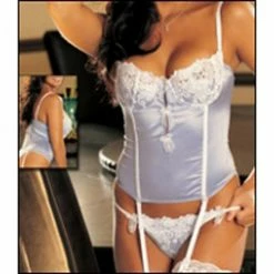 Shirley Of Hollywood Lingerie Lace Overlay Satin Bustier