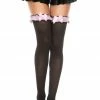 Music Legs Organza Ruffle & Satin Bow Thigh High