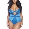 Oh La La Cheri Plus Size Charlize Tulle & Lace Plunge Teddy