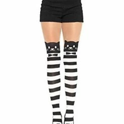 Leg Avenue Hosiery Fancy Cat Striped Opaque Pantyhose