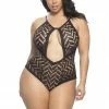 Oh La La Cheri Plus Size Zig Zag Woven Mesh Teddy Lingerie