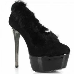 Ellie Shoes Sexy Shoes & Boots 6 Inch Stiletto Heel Platform Pump With Fur Trim