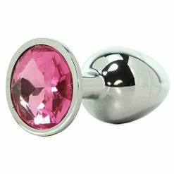 Icon The 9's The Silver Starter Bejeweled Stainless Steel Plug W/Pink Jewel Rings, Beads, Plugs, & Kegel (Ben Wa Balls)