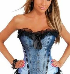 Daisy Corsets Baby Blue And Black Strapless Daisy Corset Lingerie