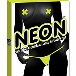 Pipedream Products Adult Games, Bachelorette Party Favors, & Accessories Neon Vibrating Crotchless Panty And Pasties Set
