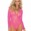 Elegant Moments Lingerie Deep V Stretch Lace Teddy