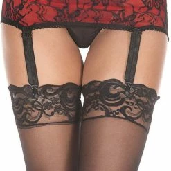 Music Legs Flower Lace Garter Skirt Garterbelts
