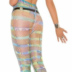 Elegant Moments Vivace Halter Bodystocking In Geometric Print Multi Color