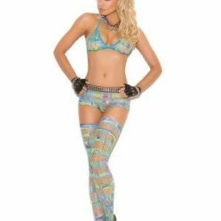 Elegant Moments Sets Geometric Bra, Shorts, Thigh High Set