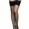 Leg Avenue Wide Lace Top Industrial Net Thigh High Stockings Hosiery