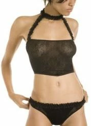 Music Legs Lingerie Ruffled Halter Cami & Thong