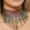 Forplay Symmetrical Rhinestone Chunky Rainbow Choker