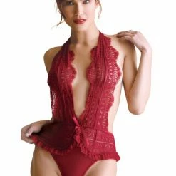 Fantasy Lingerie Lace Halter Teddy