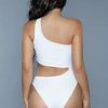 BeWicked One Shoulder 1976 Quinn Swimsuit White Swimwear