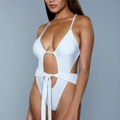 BeWicked Hi Cut Adjustable 1979 Trinity Swimsuit White