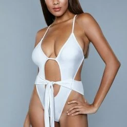 BeWicked Hi Cut Adjustable 1979 Trinity Swimsuit White