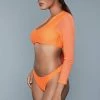 BeWicked Long Sleeve 2 Piece 1980 Cardi 2 Piece Suit Orange Swimwear