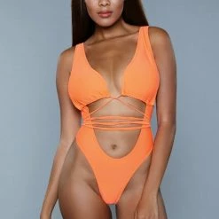 Swimwear BeWicked Criss Cross 1982 Makayla Swimsuit Orange