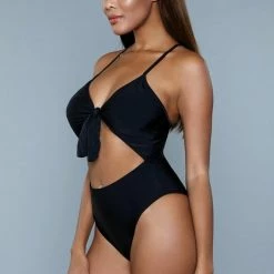 BeWicked Hi Waisted 1983 Delaney Swimsuit Black