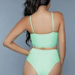 BeWicked 2 Piece Hi Waist1986 Chanity Swimsuit Neon Green