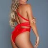 BeWicked Plunging Neck Criss Cross 2113 Ezra Swimsuit Red Swimwear