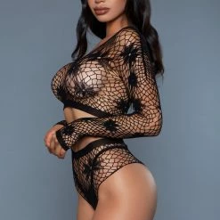 BeWicked Gorgeous Long Sleeve Floral Delight Bodystocking