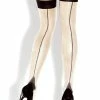 Fantasy Lingerie Nude Cuban Heel Thigh High Stockings