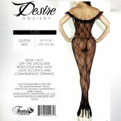 Fantasy Lingerie Off-The-Shoulder Bow Lace Bodystocking