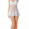 Escante Lingerie Dot Mesh & Satin Babydoll