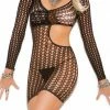 Elegant Moments Dresses, Rompers, & One Pieces Crochet Long Sleeve Mini Dress With Side Cutout