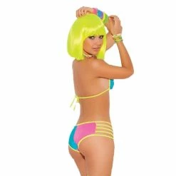 Elegant Moments Sets Neon Nites Neon String Bra Top And Booty Shorts Set