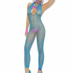 Elegant Moments Crochet Footless Net Bodystocking With Open Crotch