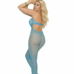 Elegant Moments Crochet Footless Net Bodystocking With Open Crotch