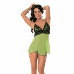 Escante Scalloped Lace Overlay Babydoll And G String Set Lingerie