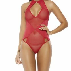 Forplay Lingerie Ravishing Darling Teddy In Nude Or Red