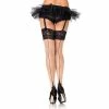Leg Avenue Hosiery Lace Top Back Seam & Cuban Heel Thigh High Stockings