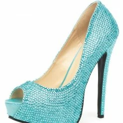 Leg Avenue Glamour Satin Rhinestone Peep Toe Pump Platform