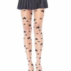 Leg Avenue Sheer Woven Star Print Pantyhose Hosiery