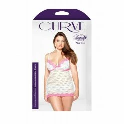 Fantasy Lingerie Curve Plus Size Pushup Polkadot Babydoll & Matching Hipster Panty