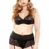 Fantasy Lingerie Curve Plus Size Lace Bra Set With Matching Gartered Crotchless Tap Shorts
