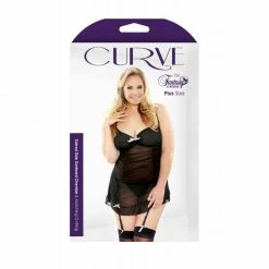 Fantasy Lingerie Curve Plus Size Shirred Gartered Chemise